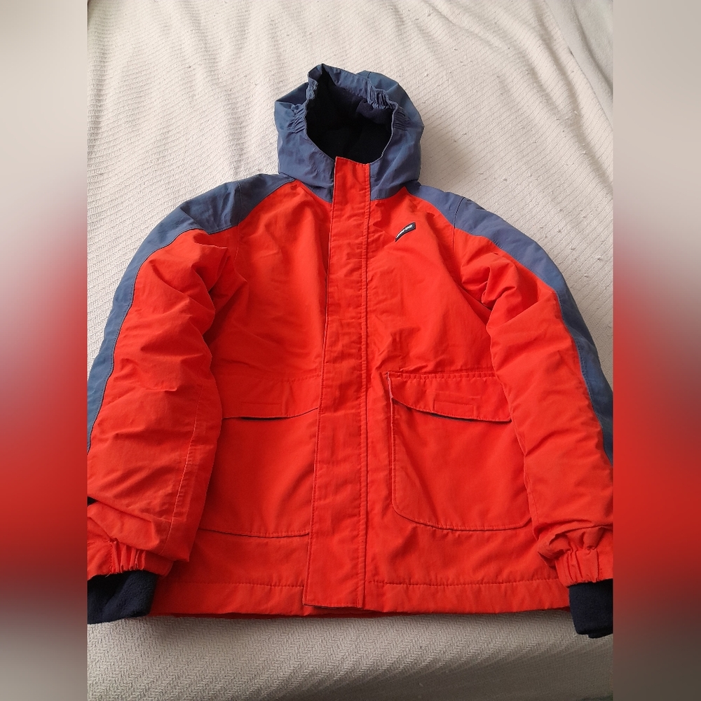 Lands End Squall Jacket Size M (10/12) Orange and Navy